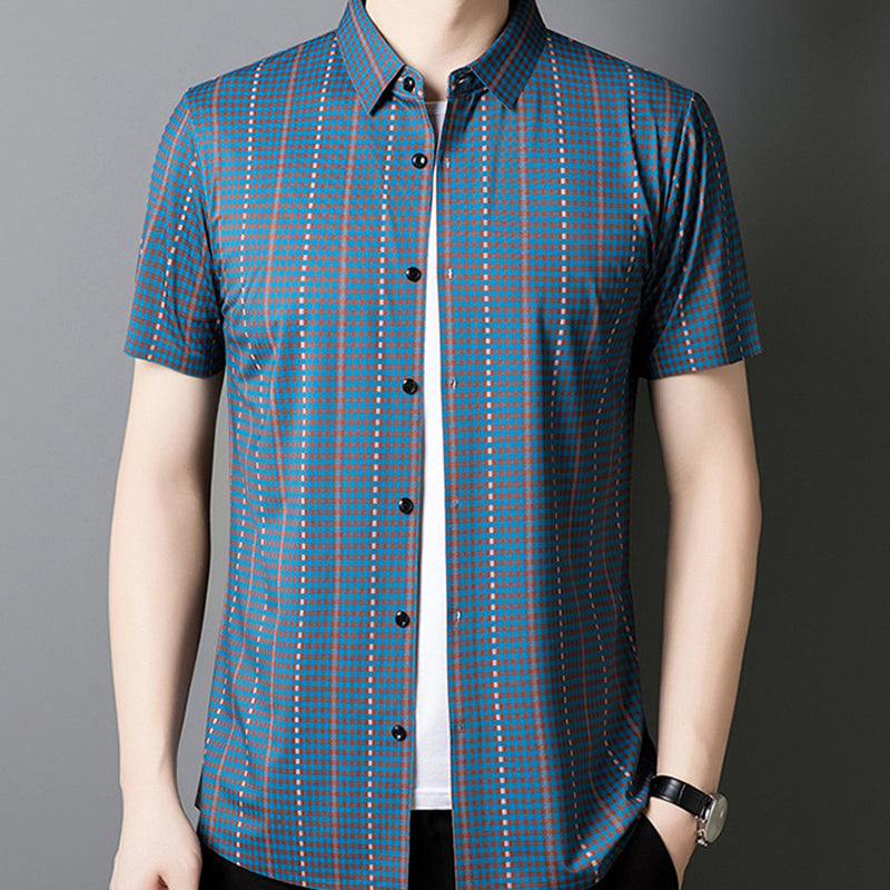 🎊New Fashion👔Men's Cooling Plaid Short Sleeve Button-Down Shirt