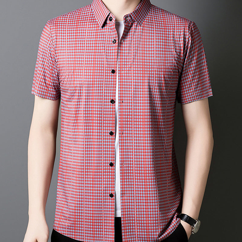 🎊New Fashion👔Men's Cooling Plaid Short Sleeve Button-Down Shirt