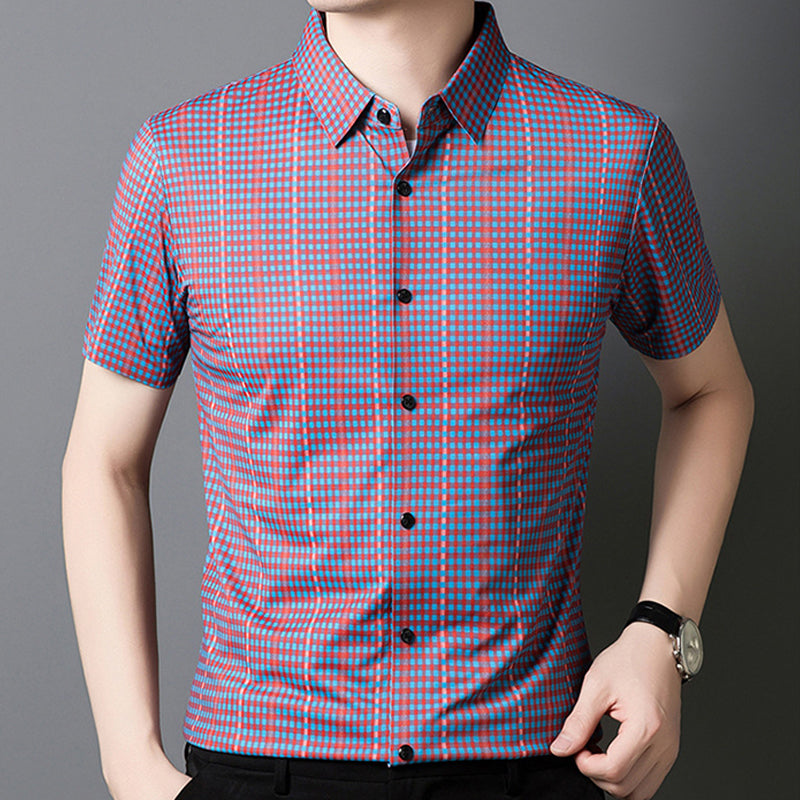 🎊New Fashion👔Men's Cooling Plaid Short Sleeve Button-Down Shirt