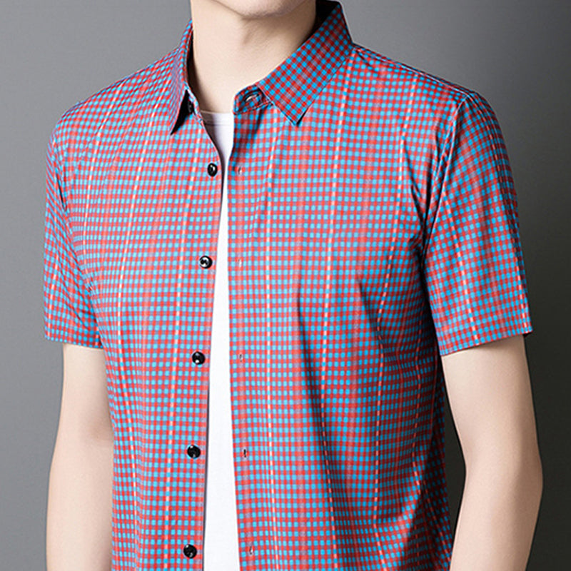 🎊New Fashion👔Men's Cooling Plaid Short Sleeve Button-Down Shirt