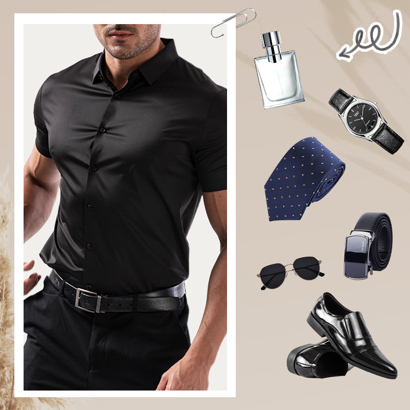 ✨Fliwos Men's Short Sleeve 4-Way Stretch Shirt