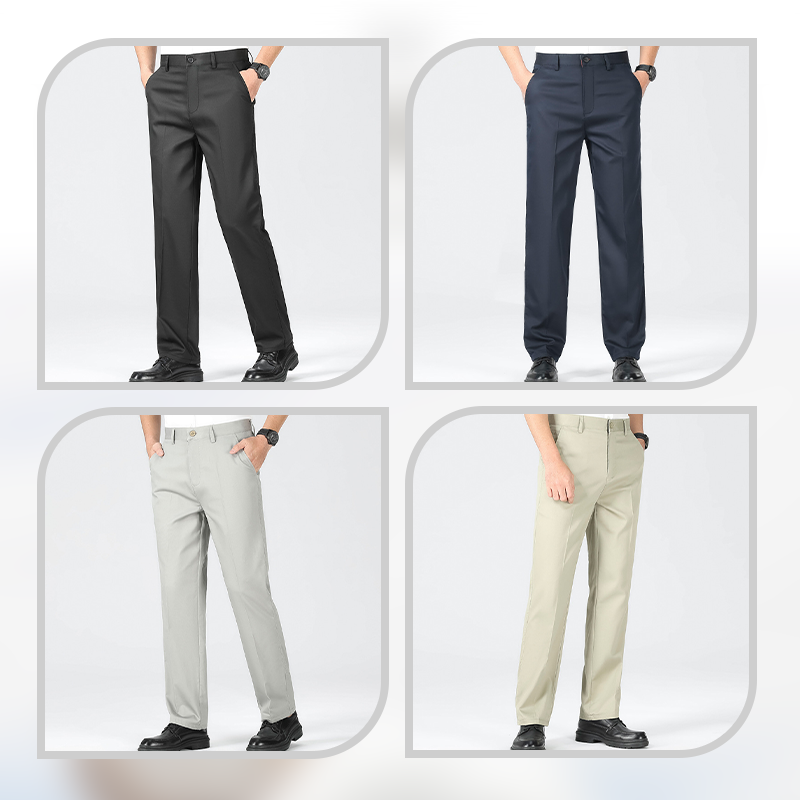 👑Fliwos Men's Casual Straight Wrinkle-Free Suit Pants