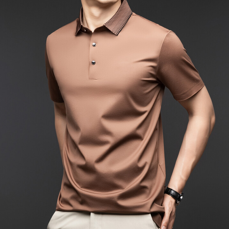 🔥2025 HOT SALE🔥Fliwos Men's Casual Business Short Sleeve Lapel T-Shirt