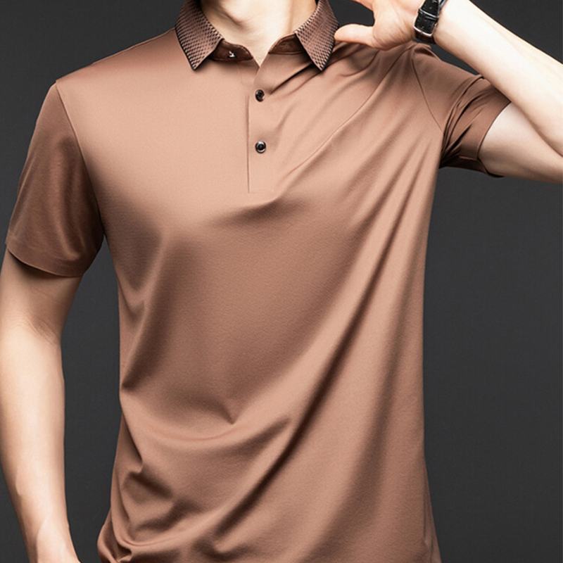 🔥2025 HOT SALE🔥Fliwos Men's Casual Business Short Sleeve Lapel T-Shirt