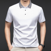 🔥2025 HOT SALE🔥Fliwos Men's Casual Business Short Sleeve Lapel T-Shirt