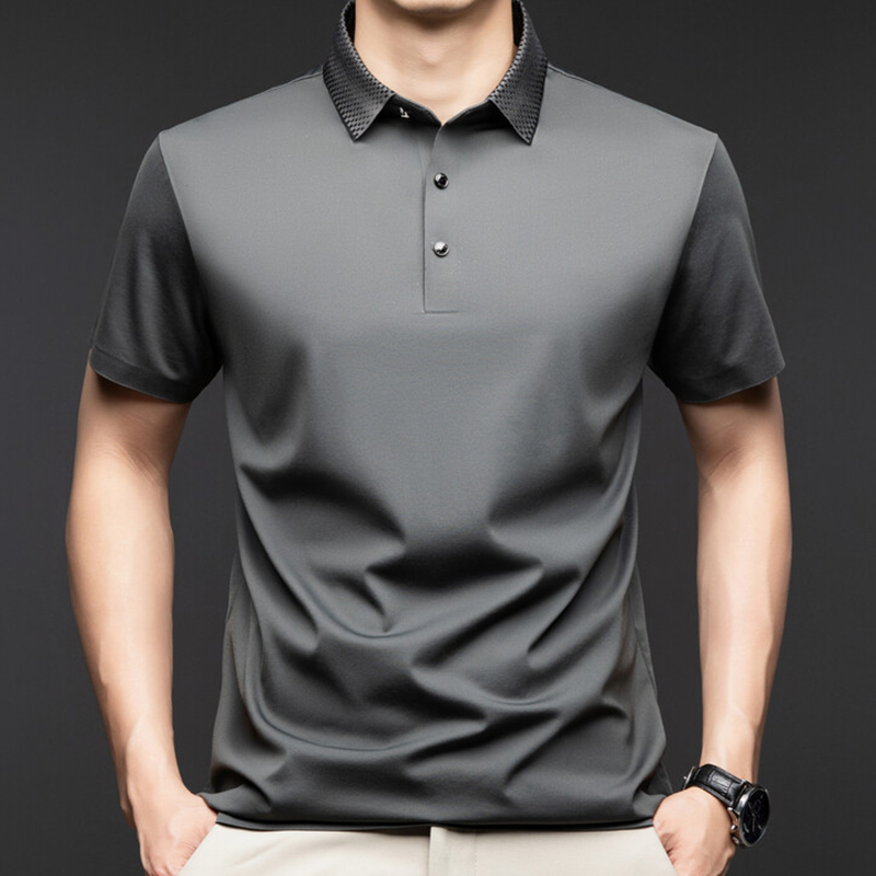🔥2025 HOT SALE🔥Fliwos Men's Casual Business Short Sleeve Lapel T-Shirt
