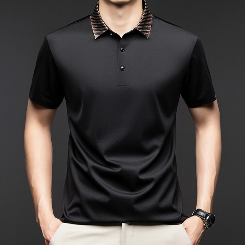 🔥2025 HOT SALE🔥Fliwos Men's Casual Business Short Sleeve Lapel T-Shirt