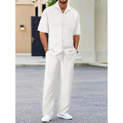 🌼Fliwos Men's Collared Top & Drawstring Pants Set