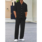🌼Fliwos Men's Collared Top & Drawstring Pants Set