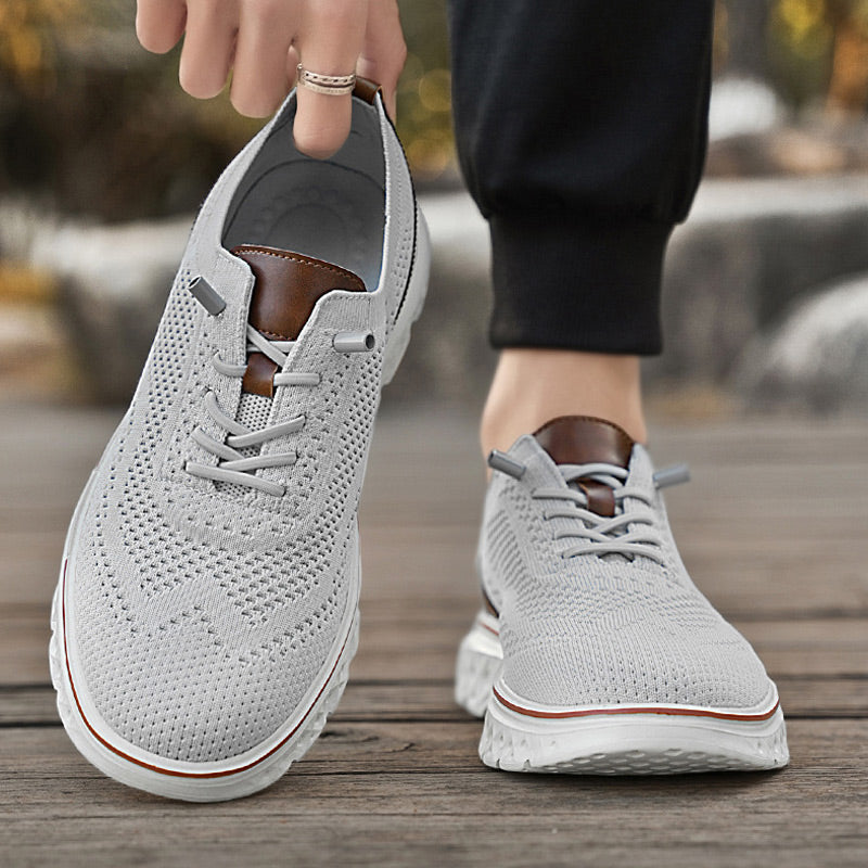 Fliwos Men’s Breathable Lightweight Knit Patchwork Sneakers