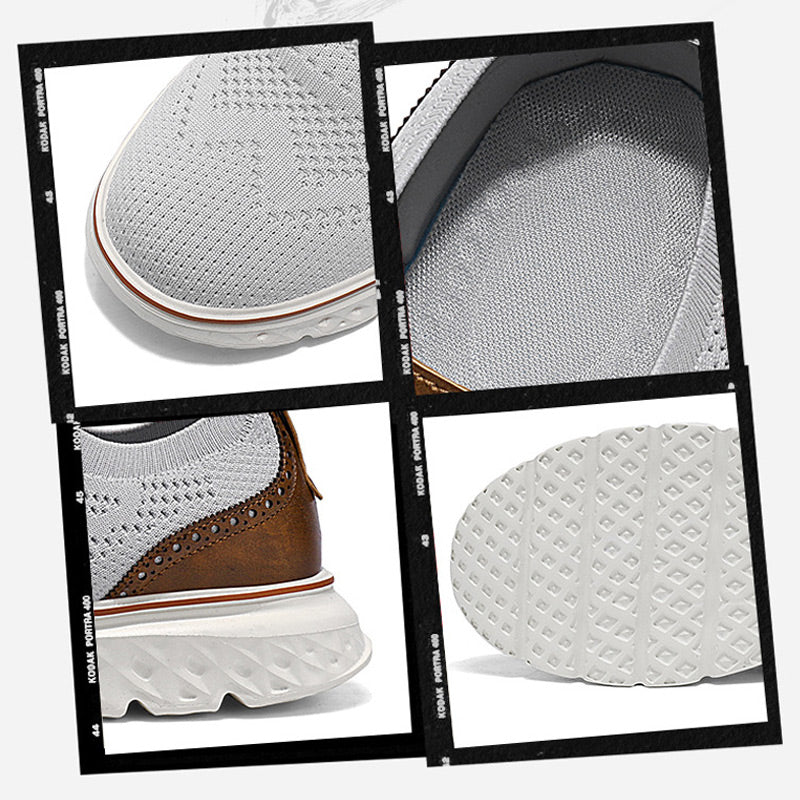 Fliwos Men’s Breathable Lightweight Knit Patchwork Sneakers