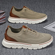 Fliwos Men’s Breathable Lightweight Knit Patchwork Sneakers