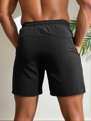 🌊Summer Specials⏰Fliwos Men's Letter Print Drawstring Waist Shorts