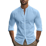 Men's Casual Linen Top & Shorts Two-Piece Set