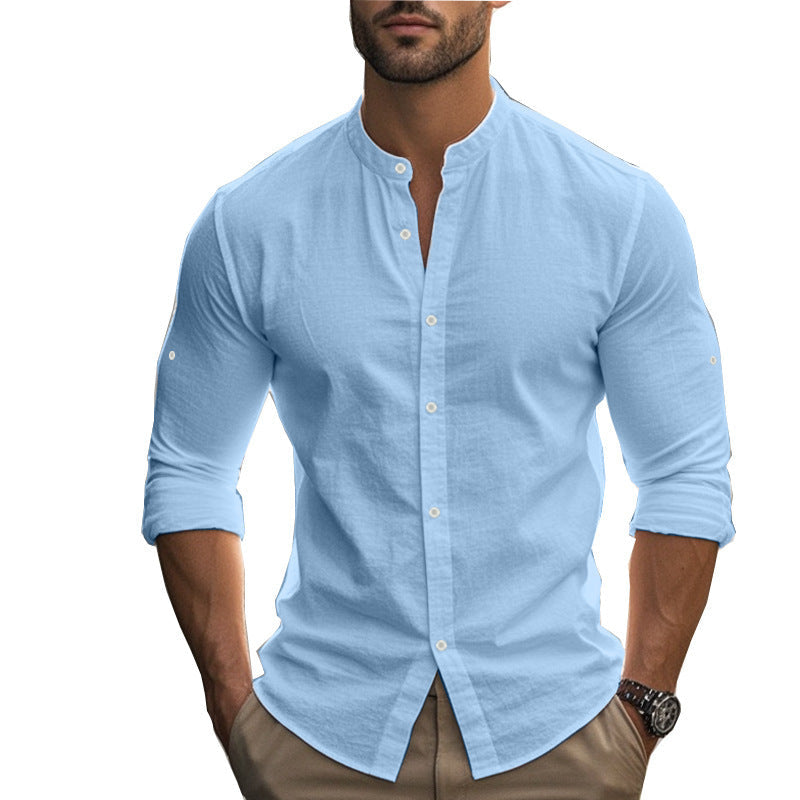 Men's Casual Linen Top & Shorts Two-Piece Set