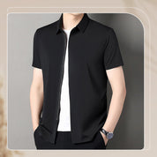 Men's Business Casual Short-Sleeve Zipper Shirt