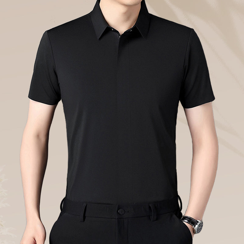 Men's Business Casual Short-Sleeve Zipper Shirt