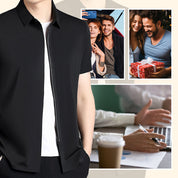 Men's Business Casual Short-Sleeve Zipper Shirt