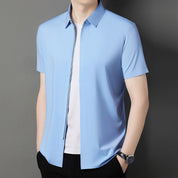 Men's Business Casual Short-Sleeve Zipper Shirt