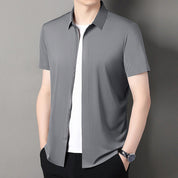 Men's Business Casual Short-Sleeve Zipper Shirt