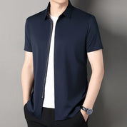 Men's Business Casual Short-Sleeve Zipper Shirt