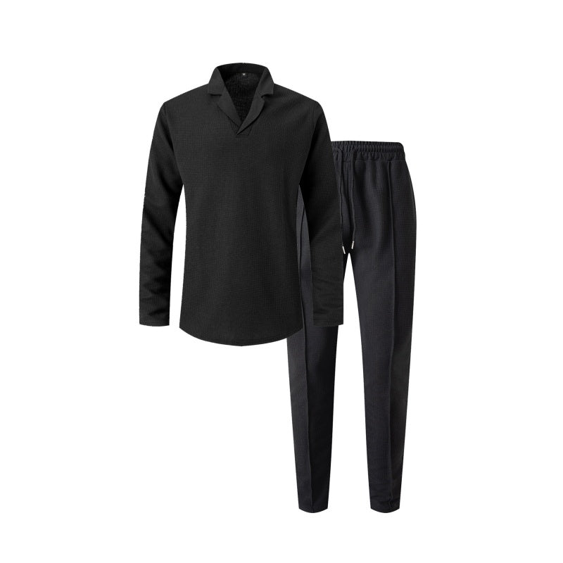 Men's Minimalist Lounge Set - Shirt & Drawstring Pants