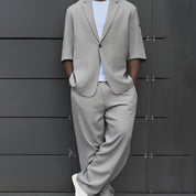 End-of-Summer Sale✨Modern Minimalist Short Sleeve Blazer & Pants Set