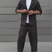 End-of-Summer Sale✨Modern Minimalist Short Sleeve Blazer & Pants Set