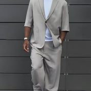 End-of-Summer Sale✨Modern Minimalist Short Sleeve Blazer & Pants Set
