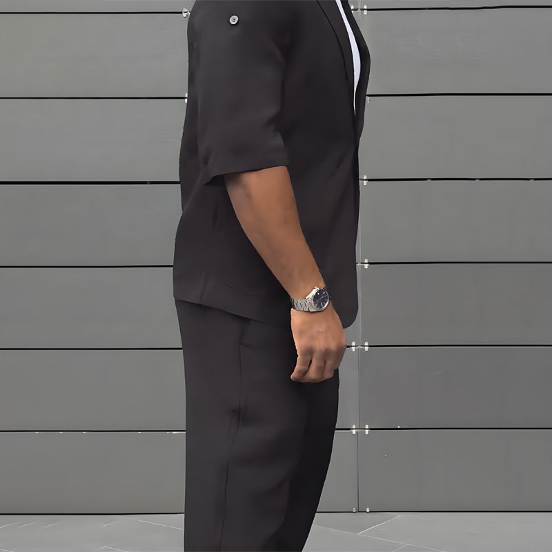 End-of-Summer Sale✨Modern Minimalist Short Sleeve Blazer & Pants Set