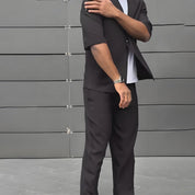 End-of-Summer Sale✨Modern Minimalist Short Sleeve Blazer & Pants Set