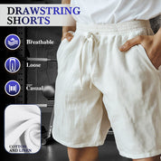 🔥Summer Hot🔥Men's Elastic Drawstring Cotton Linen Solid Shorts🩳