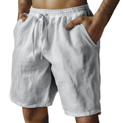 🔥Summer Hot🔥Men's Elastic Drawstring Cotton Linen Solid Shorts🩳