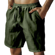 🔥Summer Hot🔥Men's Elastic Drawstring Cotton Linen Solid Shorts🩳