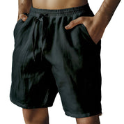 🔥Summer Hot🔥Men's Elastic Drawstring Cotton Linen Solid Shorts🩳