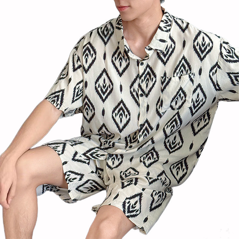🔥Today only: 52% off⌛Men's Summer Retro Print Pajama Set