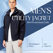 Men's Slim-Fit Utility Jacket with Stand Collar