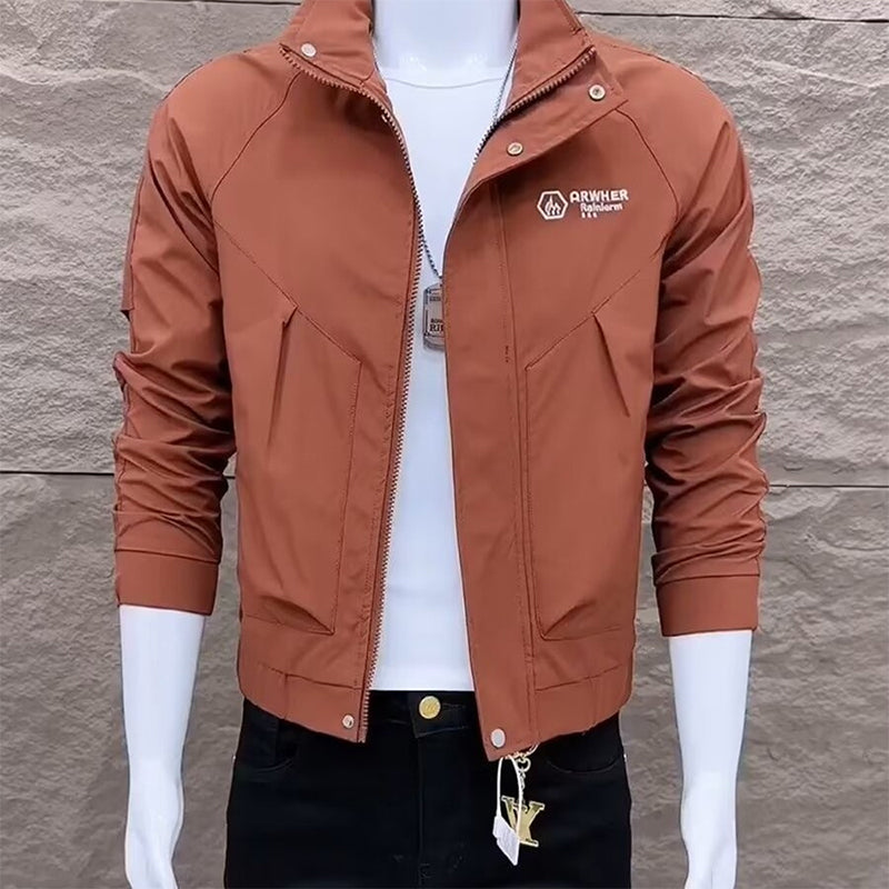 Men's Slim-Fit Utility Jacket with Stand Collar