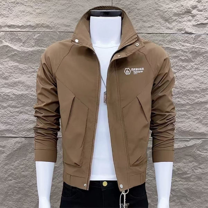 Men's Slim-Fit Utility Jacket with Stand Collar