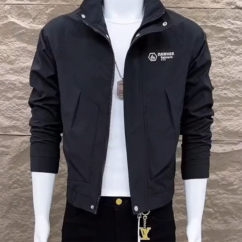 Men's Slim-Fit Utility Jacket with Stand Collar