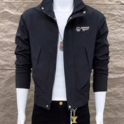 Men's Slim-Fit Utility Jacket with Stand Collar