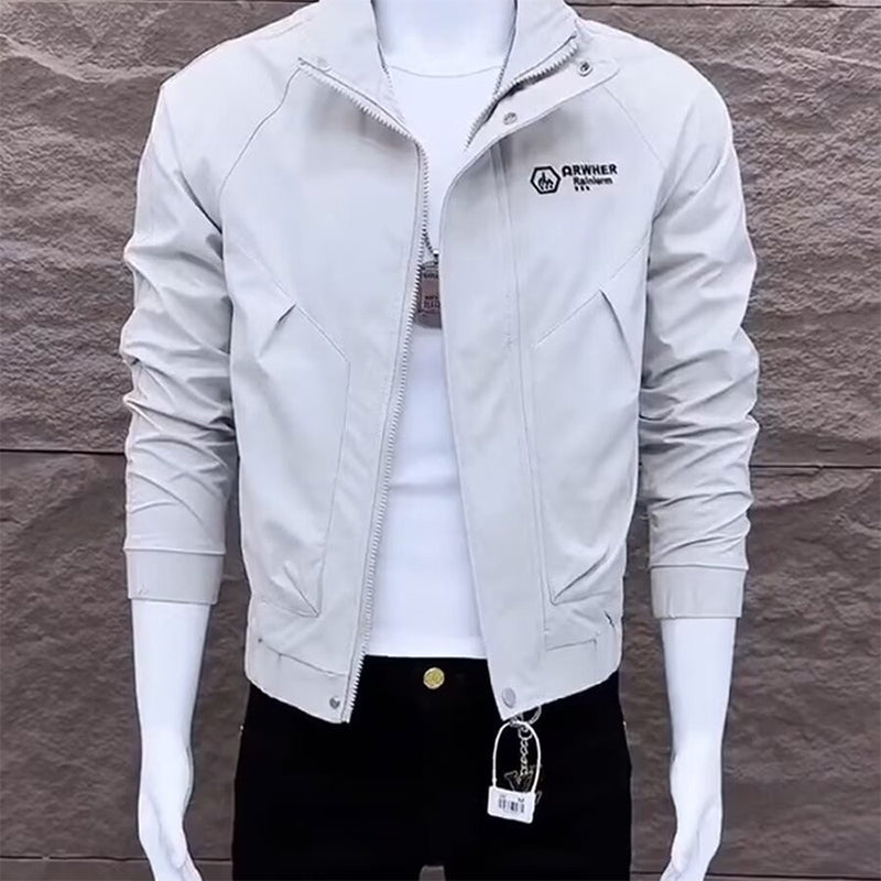 Men's Slim-Fit Utility Jacket with Stand Collar