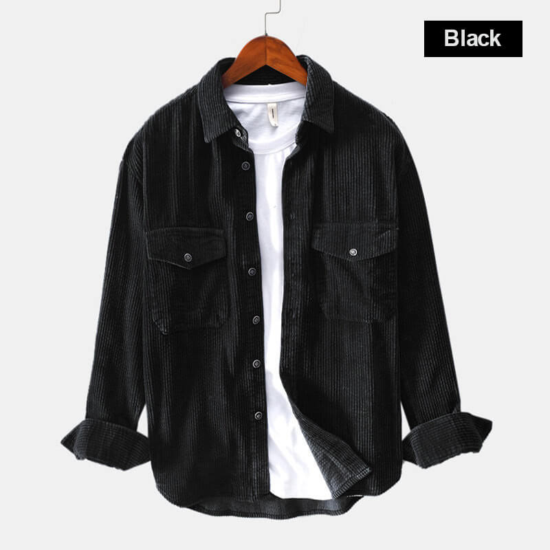 🍁Autumn New✨Men's Corduroy Shirt Button Long Sleeve Casual Blouse