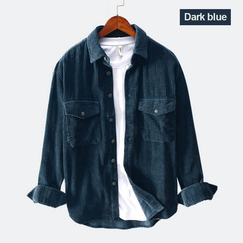 🍁Autumn New✨Men's Corduroy Shirt Button Long Sleeve Casual Blouse