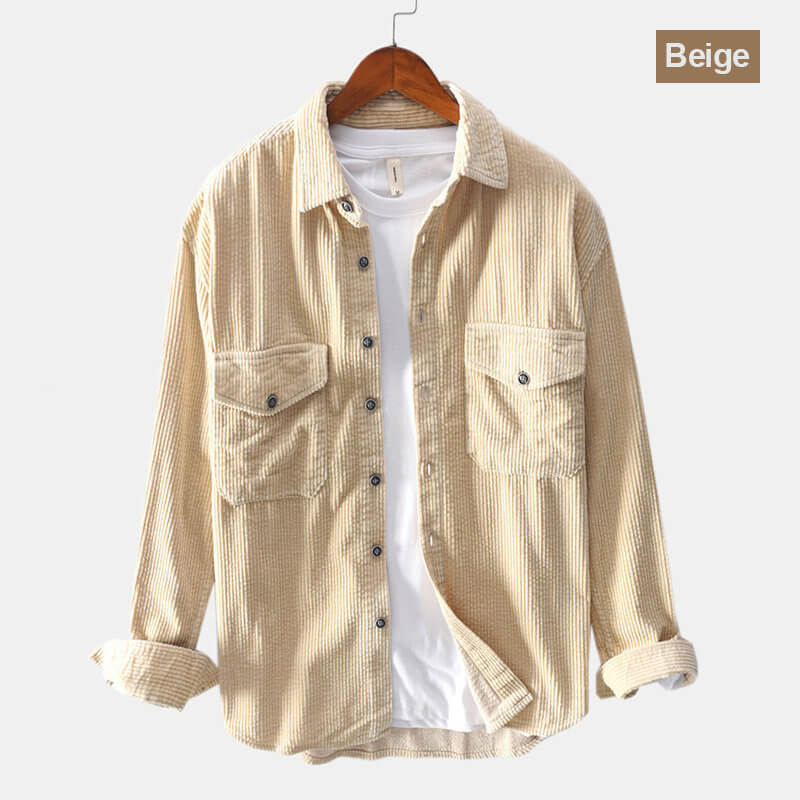 🍁Autumn New✨Men's Corduroy Shirt Button Long Sleeve Casual Blouse