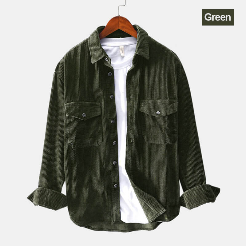 🍁Autumn New✨Men's Corduroy Shirt Button Long Sleeve Casual Blouse