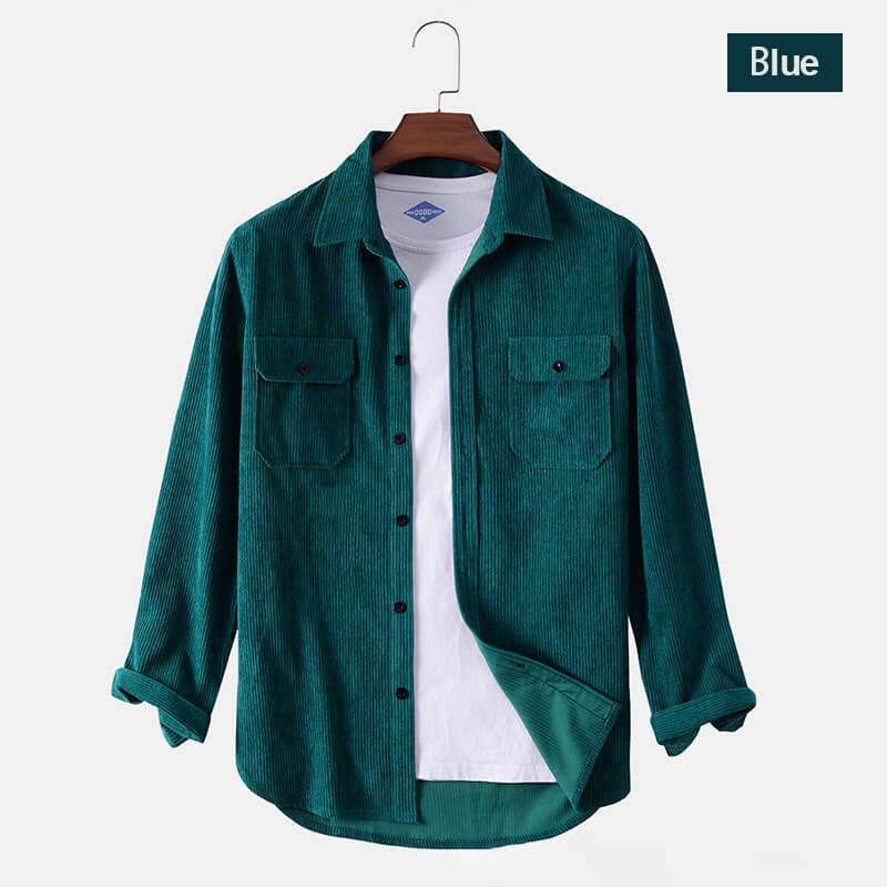 🍁Autumn New✨Men's Corduroy Shirt Button Long Sleeve Casual Blouse