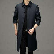 Men's Long Button-Down Lapel Jacket