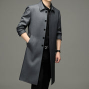 Men's Long Button-Down Lapel Jacket