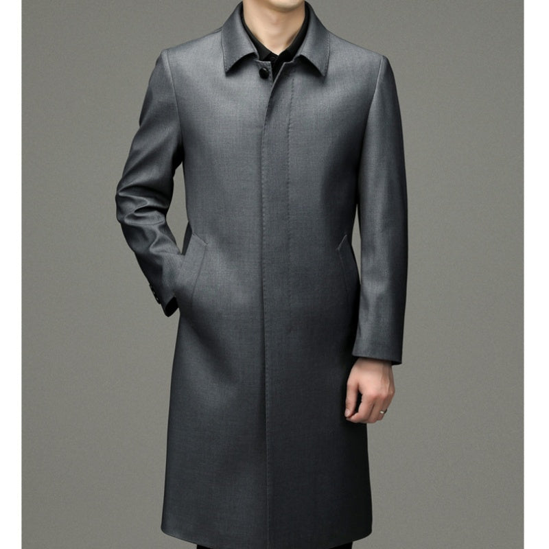 Men's Long Button-Down Lapel Jacket